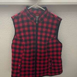 Croft & Barrow Red and Black Plaid Vest